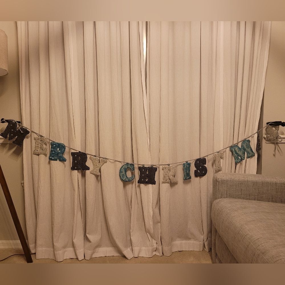 Merry Christmas Fabric Banner Garland Multi Color